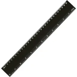 30cm Plastic Ruler Black